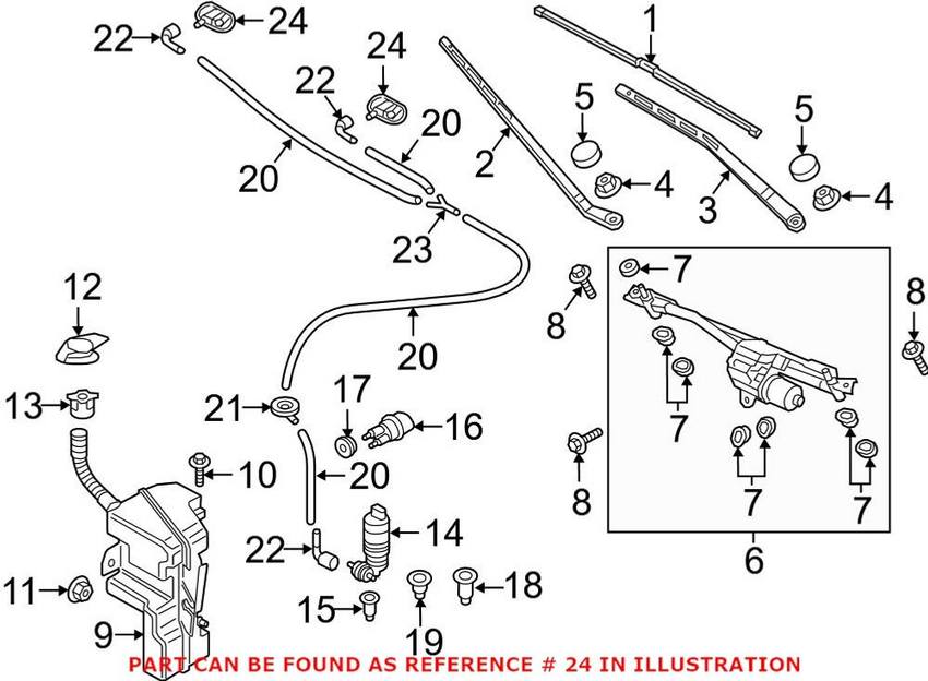 Audi Windshield Washer Nozzle - Front Passenger Side 8U0955988A